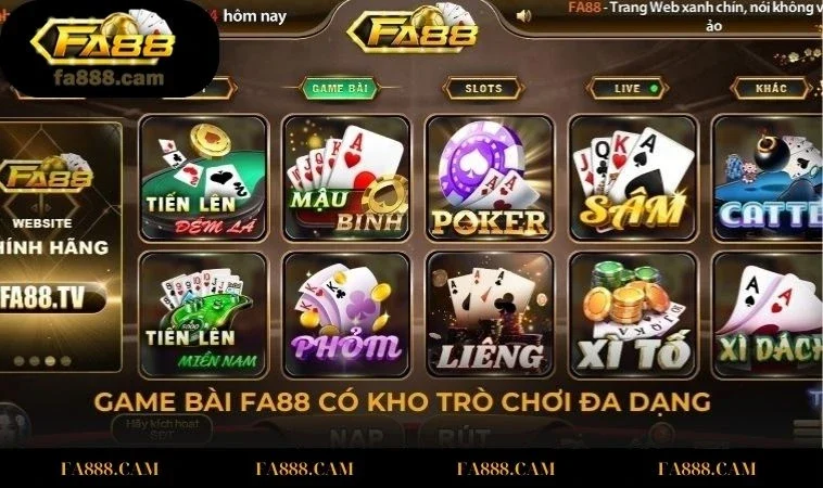 Game bài FA88 có kho trò chơi đa dạng